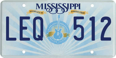 MS license plate LEQ512