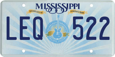 MS license plate LEQ522