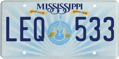 MS license plate LEQ533
