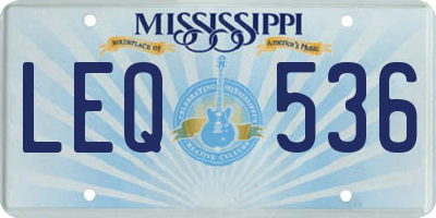 MS license plate LEQ536