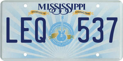 MS license plate LEQ537