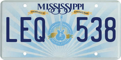 MS license plate LEQ538