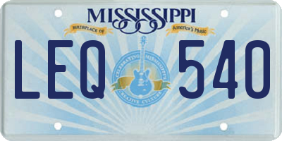 MS license plate LEQ540
