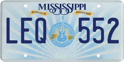 MS license plate LEQ552
