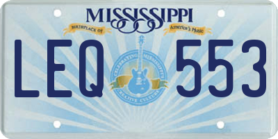 MS license plate LEQ553