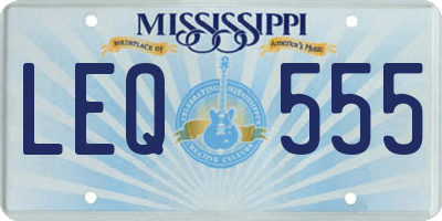 MS license plate LEQ555