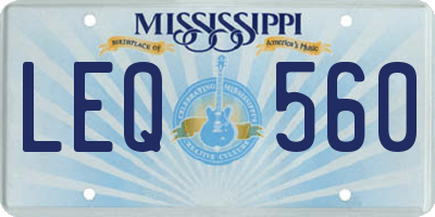 MS license plate LEQ560