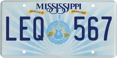 MS license plate LEQ567