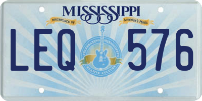 MS license plate LEQ576