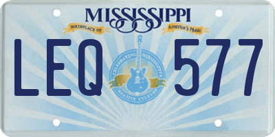 MS license plate LEQ577