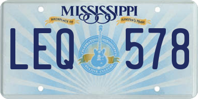 MS license plate LEQ578