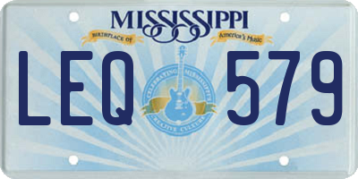 MS license plate LEQ579