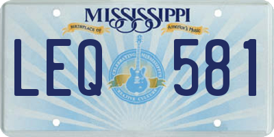 MS license plate LEQ581