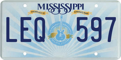 MS license plate LEQ597