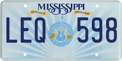 MS license plate LEQ598
