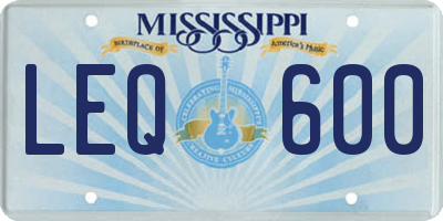 MS license plate LEQ600
