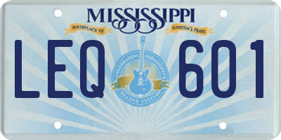 MS license plate LEQ601