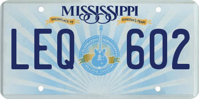MS license plate LEQ602