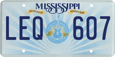 MS license plate LEQ607