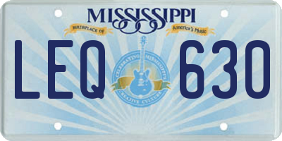 MS license plate LEQ630