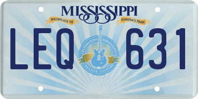 MS license plate LEQ631