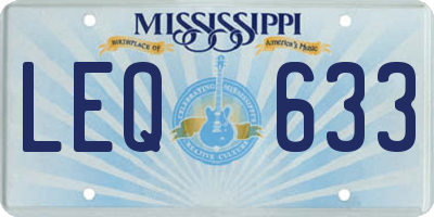 MS license plate LEQ633