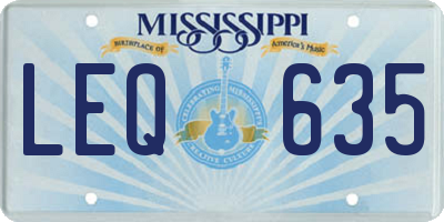MS license plate LEQ635