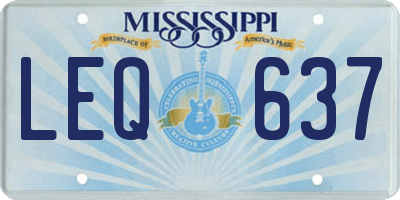 MS license plate LEQ637