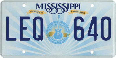 MS license plate LEQ640
