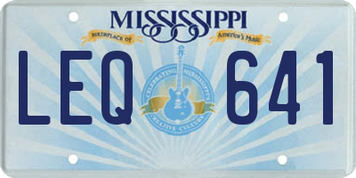 MS license plate LEQ641