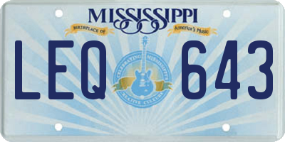 MS license plate LEQ643