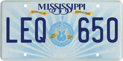 MS license plate LEQ650