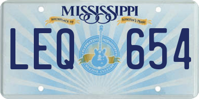 MS license plate LEQ654
