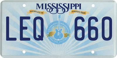 MS license plate LEQ660