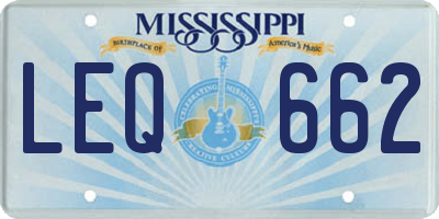 MS license plate LEQ662