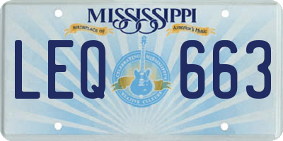 MS license plate LEQ663