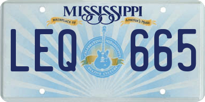 MS license plate LEQ665