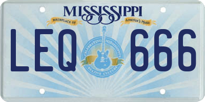 MS license plate LEQ666
