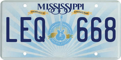 MS license plate LEQ668