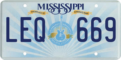 MS license plate LEQ669