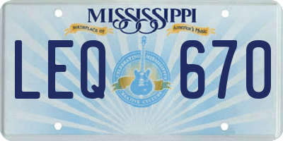 MS license plate LEQ670