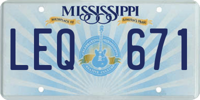 MS license plate LEQ671