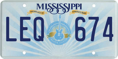 MS license plate LEQ674