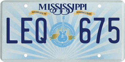 MS license plate LEQ675