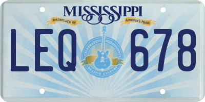 MS license plate LEQ678