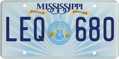 MS license plate LEQ680