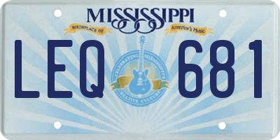 MS license plate LEQ681