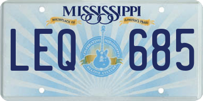 MS license plate LEQ685