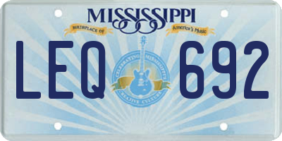 MS license plate LEQ692