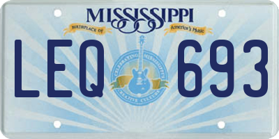 MS license plate LEQ693